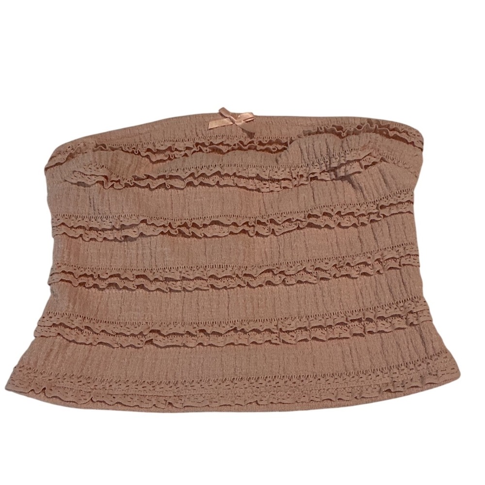 Bear Dance‎ Tube Top Womens Size Small Pink Excellent Lace Ruffle Coquette Bow